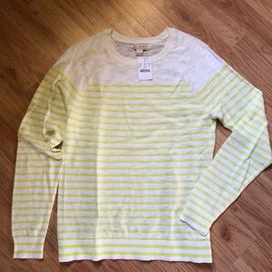 J. Crew Factory Yellow and White Crew Neck Sweater